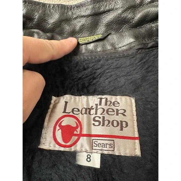 Vnt Womens Leather Jacket 90s THE Leather Shop SEARS Casual Streetwear, Size 8 - Picture 8 of 12